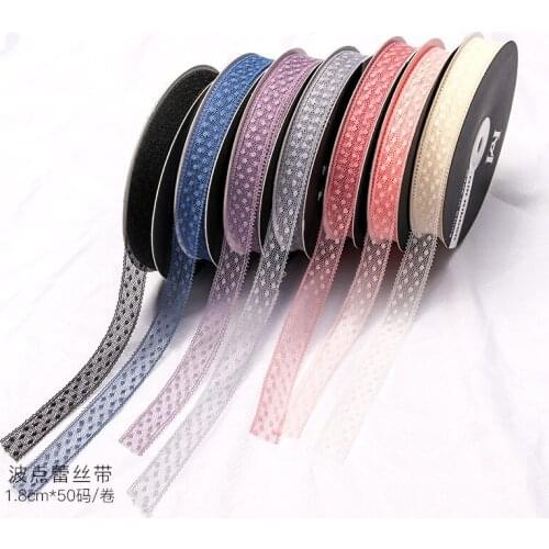 1.8cm 50Yard Korean Solid Color Polka Dot Gift Ribbon Bowknot Soft Lace Ribbon Gift Packaging Materials Ribbons