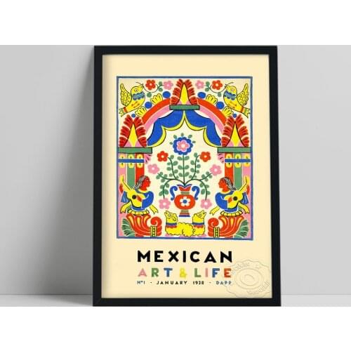Vintage Mexico 1938 Magazine Cover Poster, Color Mexican Art & Life Exhibition Prints Art, Animal Plant Wall Painting, Idea Gift