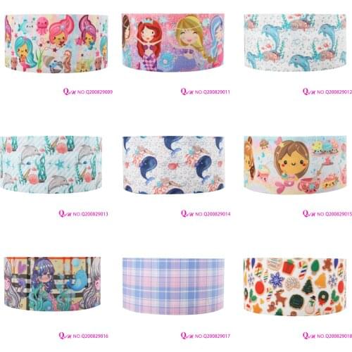 Q&N Ribbon 16mm~75mm Whale Dolphin Girls Printed Grosgrain Ribbon Accessories DIY Material Craft Supplies Free Shipping