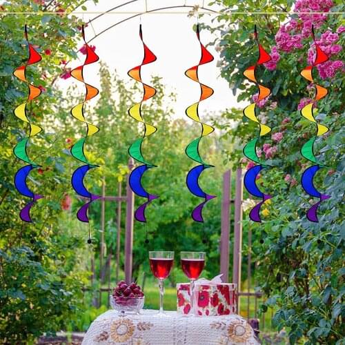 Rainbow Rotating Colorful Wind Strip Hanging Decorative Pendant Outdoor Rotatable Coloured Ribbon Artware Decoration Crafts