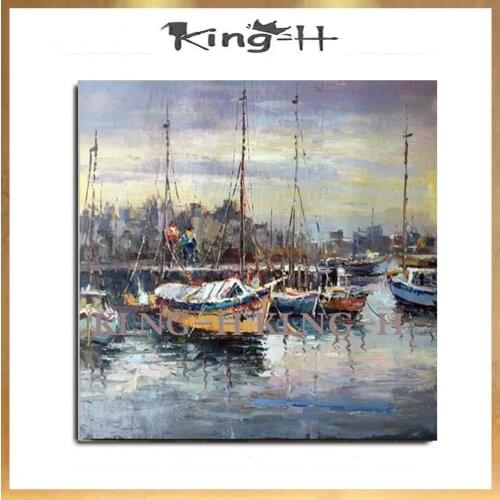 Hand-painted and Mediterranean garden scenery knife ship painting box on the wall of modern painting the bedroom the adornment o