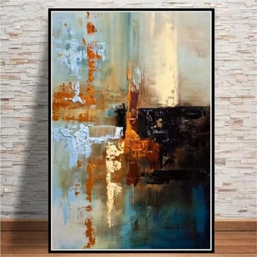 Handmade Abstract Golden Simple Pretty Canvas Oil Painting Wall Art Picture For Living Room Aisle Modern Home Decor