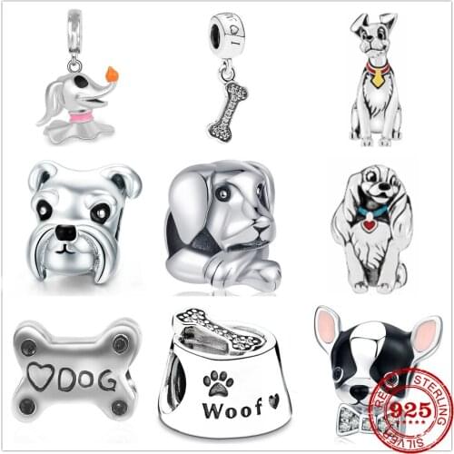 New style 925 sterling silver charm bone dog cat fit original pandora charm bracelet DIY womens jewelry
