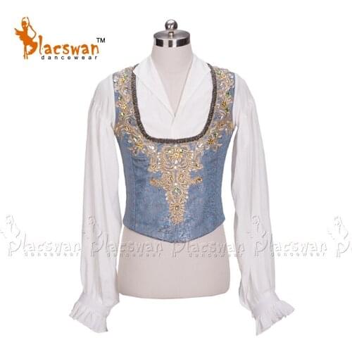 Gold Ballet Tunic Professional mens Ballat Stage Costume Mock 2 pieces Ballet Performance Jacket Top Chiffon Sleeves BT793 GOLD