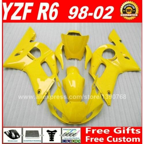 Light Yellow Fairing kit for YAMAHA YZF R6 98 99 00 01 02 DIY plastic X6L8 1998 1999 2000 2001 2002 fairings kits