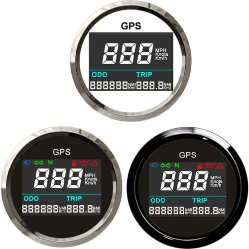 Universal 52mm Marine Boat Car GPS Speedometer 0~999 MPH Display LCD Gauge with Oil Pressure & Fuel Level Alarm Odometers 9-32V