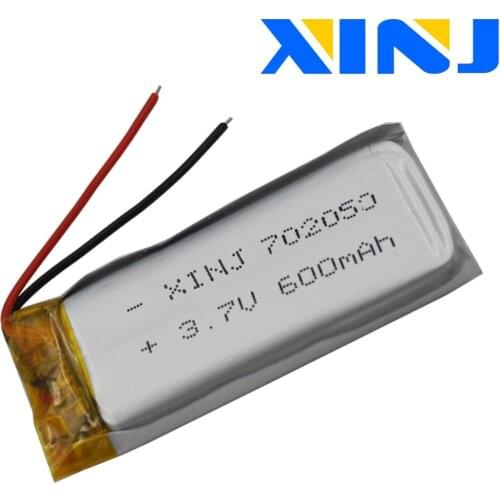 XINJ 3.7V 600mAh lithium polymer battery li po cell 702050 For GPS Sat Nav Music player amera Measuring instrument Car DVR DVC