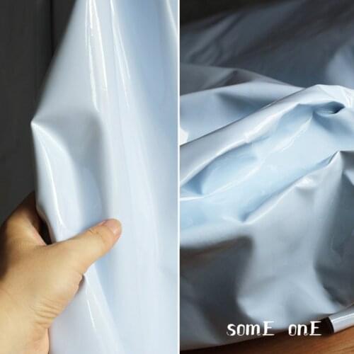 Mirror PU Patent Leather Light Blue Waterproof DIY Patches Cosplay Decor Props Bags Coat Dress Fashion Designer Leather Fabric