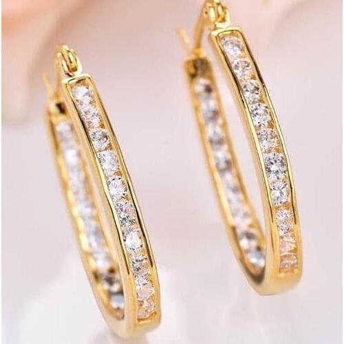 Wedding Party Lady Classic Full Drill Jewelry U Shape Geometric Shining Earring Buckle Stud Earrings Fashion Earring for Women