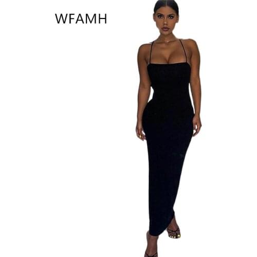 2021 summer new womens halter cross-lace temperament sexy fashion tight-fitting slim suspender dress Hollow Out Polyester