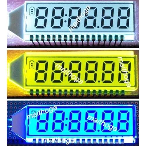 17PIN TN Positive 6-Digits Segment LCD Panel White/Blue/Yellow Green Backlight 3V