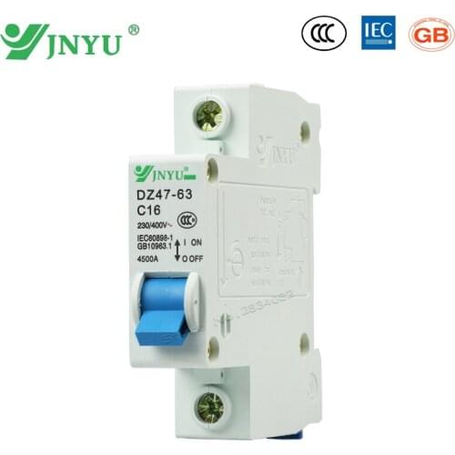 1P 1pole 230 400V Circuit Breaker C Curve Circuit Protective DZ47 6A 10A 16A 32A 63A MCB