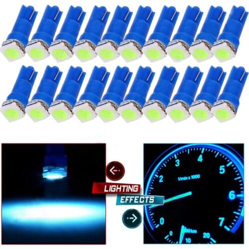20 Pieces T5 Ice Blue Dashboard Gauge 5050SMD LED Wedge Lamp Bulb Lights