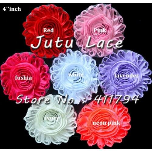 30 yards / lot , 4" frayed chiffon shabby flower , shabby flowers for apparel hair accessories 7 colors