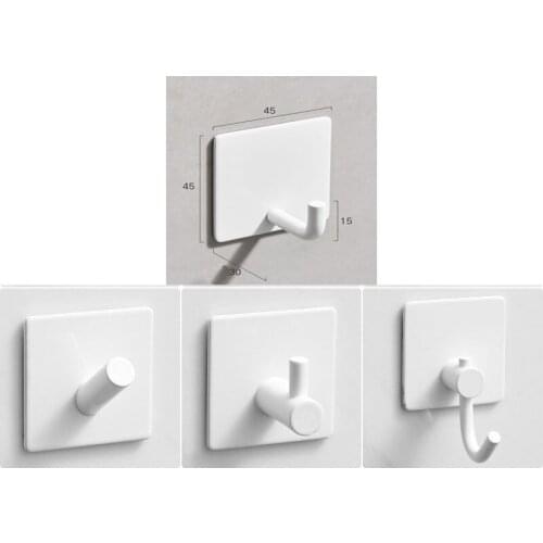 304 Stainless Steel Furniture Hangers Hookers White Stickey Wall Door Dawer Carbinet Self Adhesive Hanger 6/4pcs