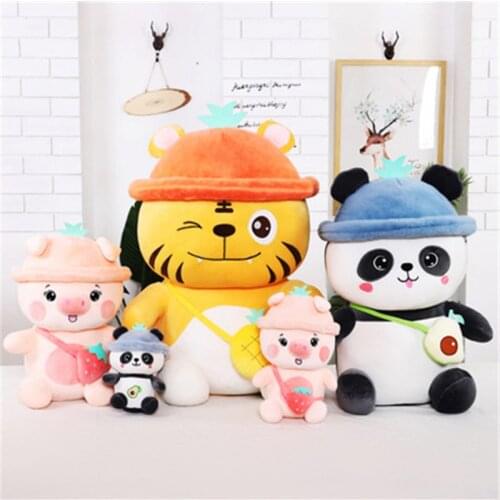 35cm creative fruit animal doll cute tiger plush toy panda pillow cloth doll pig doll for birthday gift