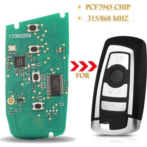 Kutery 4 Buttons Smart Remote Key Circuit Board 315/868Mhz KR55WK49863 Pcf7945/ID49 Chip For BMW 3 5 7 Series CAS4 F 2009-2016