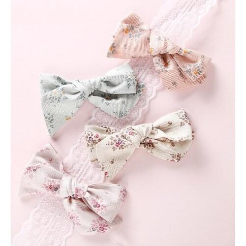 4PC Best selling 4 color printing small clear bow hair band Childrens bow headwear hair clip baby hair accessories
