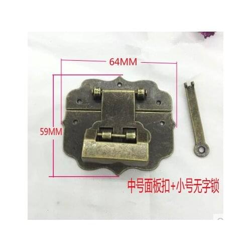 A01 Antique wooden box buckle + zinc alloy lock "cross lock button box gift box DIY supplies