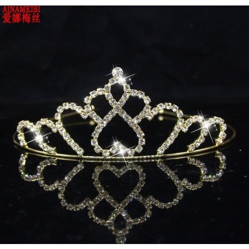 AINAMEISI Fashion Rhinestone Princess Tiaras Crystal Crowns For Girls Performance Party Bridal Hair Jewelry Wedding Accessories