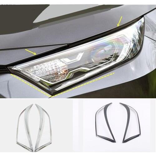 Car Body Front Head Light Lamp Detector Frame Sticker Styling Cover Trim Eyebrow 2pcs For Toyota RAV4 2019 2020 2021