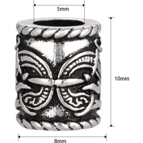 Viking Dragon Totem Beads Retro Double Dragon Pattern Beads Charms Findings for Beard Hair for Bracelet Necklace DIY