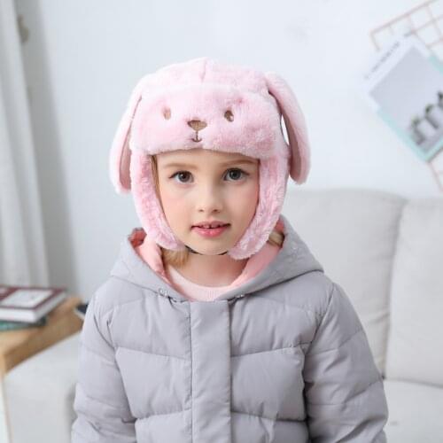 2-6 Years New Childrens Winter Warm Hat Cartoon Dog Lei Feng Cap Boys and Girls Ear Protection Cap Baby Warm Plush Toy Caps