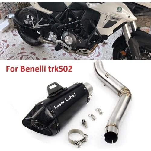 For Benelli TRK502 Motorcycle Exhaust Full System Pipe Connect Pipe Muffler Silencer Baffle Tips Slip on TRK502