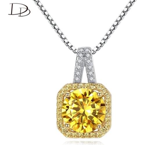 DODO Gorgeous Yellow Austrian Crystal Necklace For Women Box Chain Classic Square CZ Stone Fashion Jewelry Wedding Bijoux N166Y
