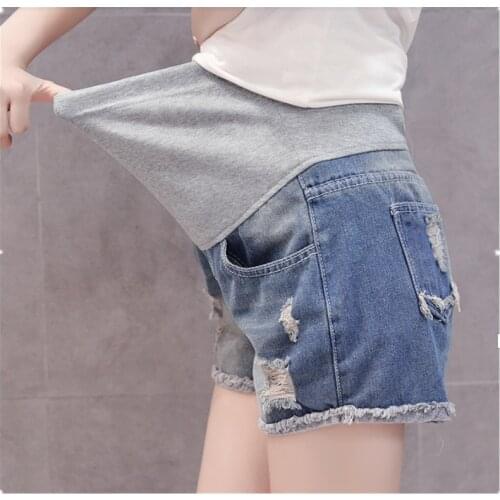 2020 Summer Denim Maternity Shorts Belly Care Jeans Pants For Pregnant Women Cotton Jeans Clothing Pregnancy Trousers E0059