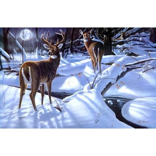 Free shipping realist animal goat snow winter scenery oil painting canvas prints printed on canvas wall art decoration picture