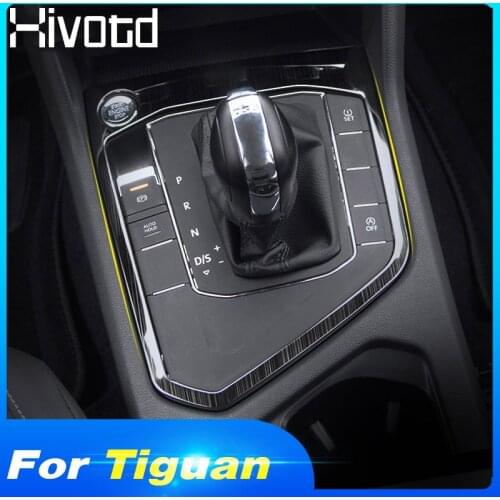 Hivotd for VW Tiguan mk2 2020-2017 Car-styling Gears Shift Panel Stainless Steel Cover Trim Car Stickers Interior Accessories