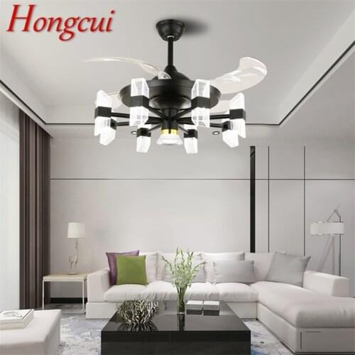 Hongcui Modern Ceiling Fan Lights Invisible Fan Blade With Remote Control LED For Home Dining Room Bedroom Restaurant