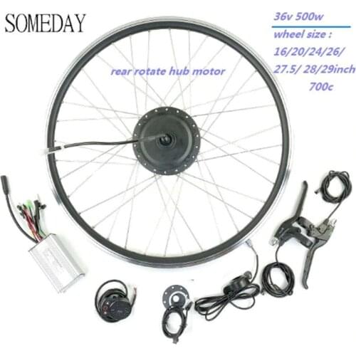 36V 500W Electric bicycle conversion kit rear rotate brushless hub black motor ebike wheel with 900s display