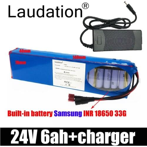 Laudation 24V 6ah Lithium Battery Pack, Built-in 15 A BMS, Suitable For Electric Bicycles And Scooters With Power Less Than 350W