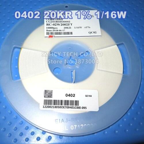 10000pcs 0402 20KR 1% 1/16 RC-20W2002FT Chip Resistor