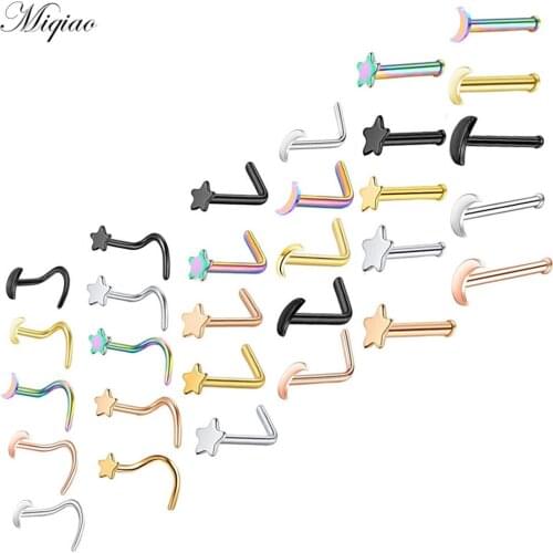 Miqiao 1pcs New Creative Zircon Straight Rod Nose Nail Body Piercing Jewelry