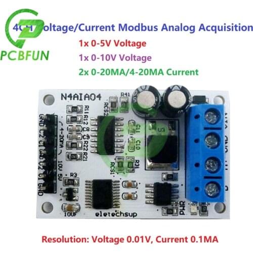 DC 12V 4-20mA 0-5V 0-10V Voltage Signal Acquisition RS485 Modbus RTU Module for PLC Current Transmitter Measuring Instruments