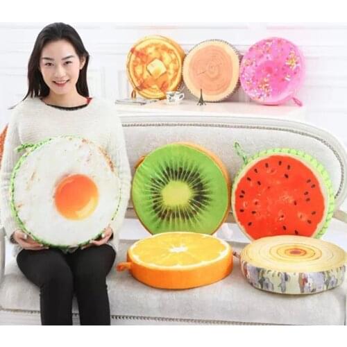 Washable type fruit watermelon pizza eggs cushion 3D real life fruit pillow office cushion sofa cushion chair cushion thick