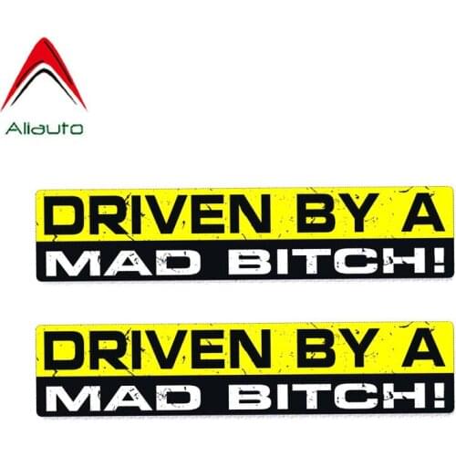 Aliauto 2 X Funny Car Stickers Driven By A Mad Decal Accessories PVC Personality for Mercedes Honda Toyota Volkswagen,20cm*5cm