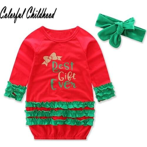 Adorable little baby Girls dress Xmas newborn body costumes long sleeve ruffles green lace princess vestidos bebe clothes