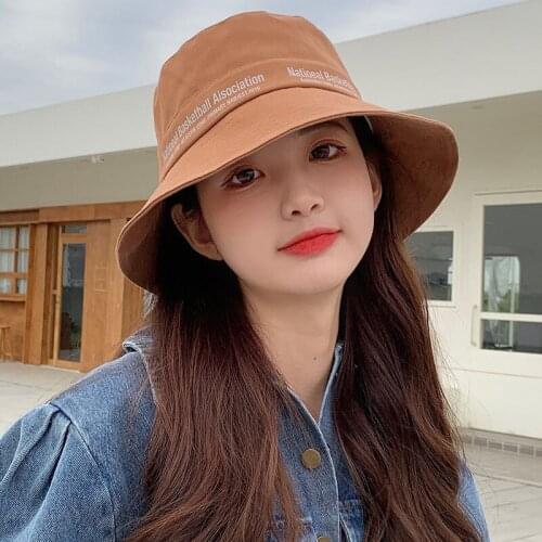 New Fashion Letters Print Reversible Bucket Hats for Women Chapeau Femme Panama Hat Bonnet Cap Beach Summer Sun Protection Cap