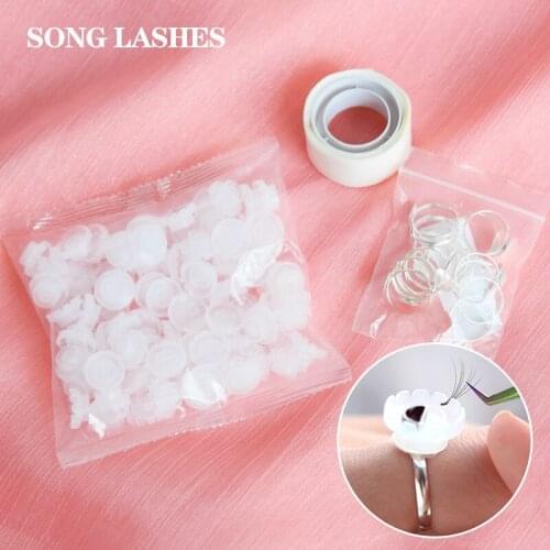 SONG LASHES 50/100pcs False Eyelashes Blooming Cups Planting Grafting Rapid Bloom Sun Flower Glue Cup Fan Eyelash Extension