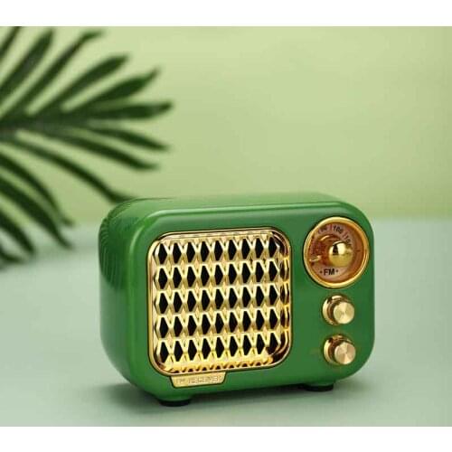 Portable Vintage Stereo Receiver FM Radio SD MP3 Player Bluetooth Mini Size Retro Built-in Battery Speaker AUX USBrechargeable