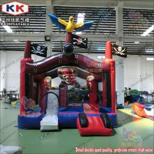 Inflatable pirate topic combo inflatable pirate treasure themed combo house with mini slide for kids