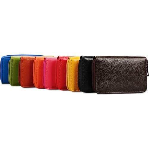 Luxury direct card wallet womens zipper multi-card position coin short card packag mens wallet korean version genuine leather