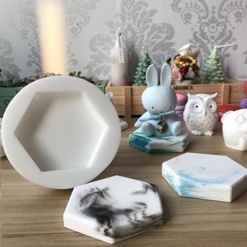 Silicone Mold Fondant Molds Korean New Gypsum Aromatherapy Hexagonal Plate Silicone Aroma Stone Mold Silica Gel Moulds PRZY 001