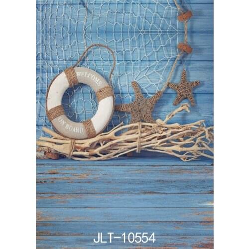 Fabric Custom Photography Backdrops Prop Wooden Sea Net Starfish Photo Studio Backgrounds for Wedding Children Baby photocall