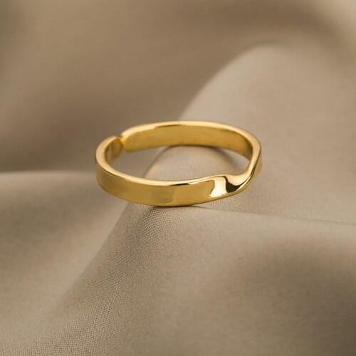 Vintage Ring For Women Gold Stainless Steel Adjustable Rings Minimalist Irregular Engagement Jewelry Finger Ring Party Jewelry