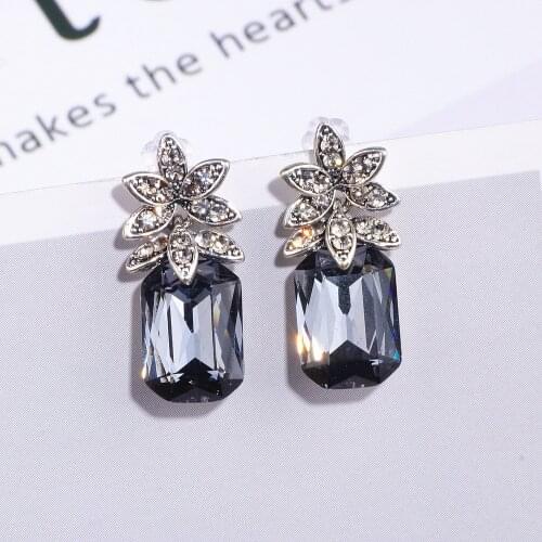 High Quality Vintage Fashion Square Crystal Earring Jewelry Accessories Elegant Geometric Earrings For Women Bijoux Gifts WX231